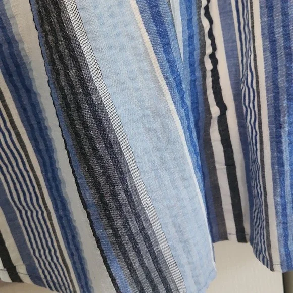 Roaman's Womens Multi-colored Striped V-neck Button Top Size 30W NWOT Seersucker - Picture 3 of 12